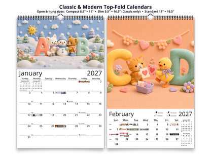 My ABC Adventure by Kaleidoscope Artisan - Playful Learning with Holidays 2027 wall calendar top fold calendar interior pages