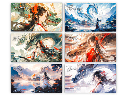 2026 Mystic Skies Wall Calendar by Kaleidoscope Artisan – Majestic Dragons in Chinese Art with Holidays