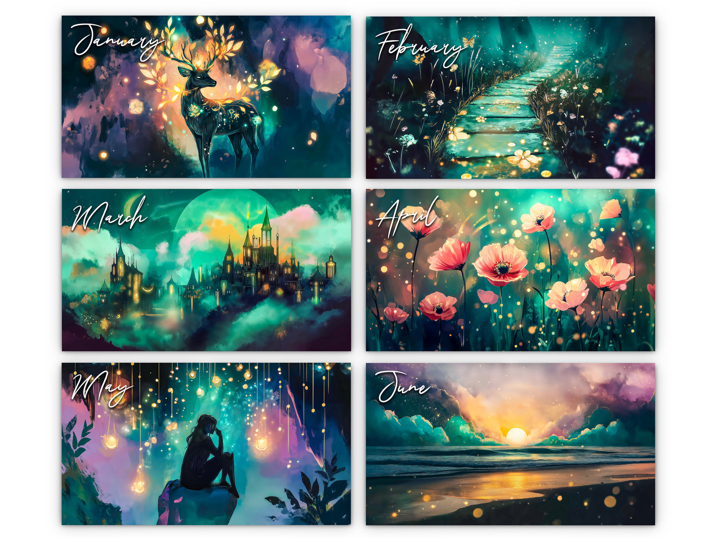 2026 Mystical Twilight Wall Calendar by Kaleidoscope Artisan – Enchanting Dreamscapes with Holidays