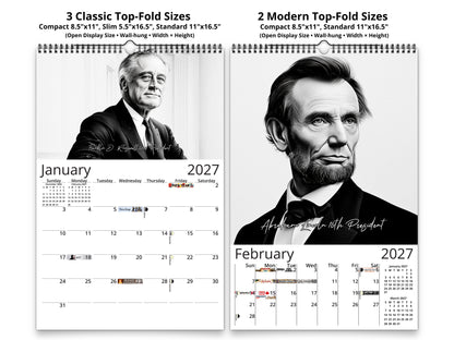 Presidential Legacy I 2027 wall calendar classic and notes mid-fold calendar pages