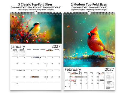 2027 Radiant Birds Kaleidoscope Wall Calendar by Kaleidoscope Artisan – Avian Beauty with Holidays
