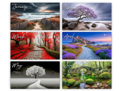 2026 Solitude Wall Calendar by Kaleidoscope Artisan – Peaceful Paths with Holidays