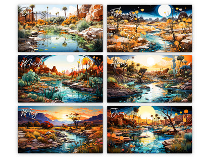 2026 Surreal Canyon Wall Calendar by Kaleidoscope Artisan – Desert Dreams with Holidays