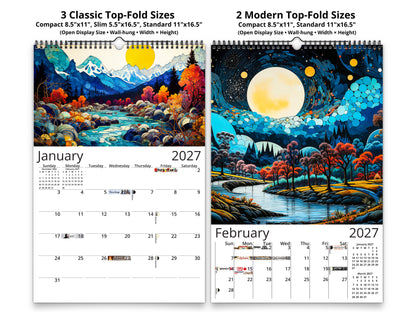 2027 Surreal Horizons Wall Calendar by Kaleidoscope Artisan – Mystical Realms with Holidays