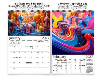 2027 Vivid Colors Wall Calendar by Kaleidoscope Artisan – Art in Motion with Holidays