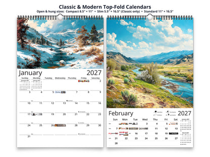 Western Vistas 2027 wall calendar top fold calendar interior pages