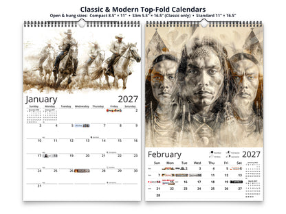 Wild Frontier 2027 wall calendar top fold calendar interior pages
