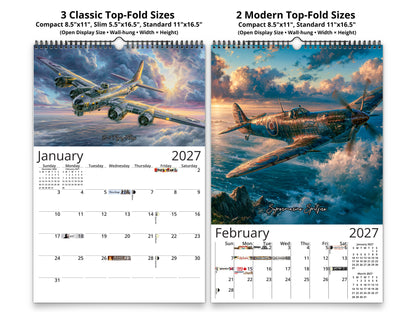 2027 WWII Wings of Valor Wall Calendar by Kaleidoscope Artisan – Legendary Aviation with Holidays