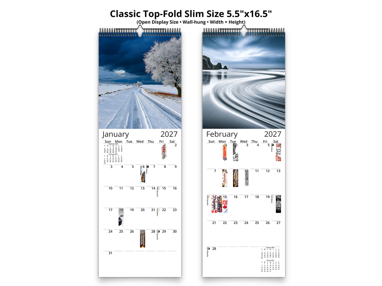 2027 Solitude Wall Calendar by Kaleidoscope Artisan – Peaceful Paths with Holidays