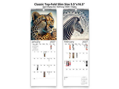 2027 African Wildlife Wall Calendar by Kaleidoscope Artisan – Nature's Majesty with Holidays
