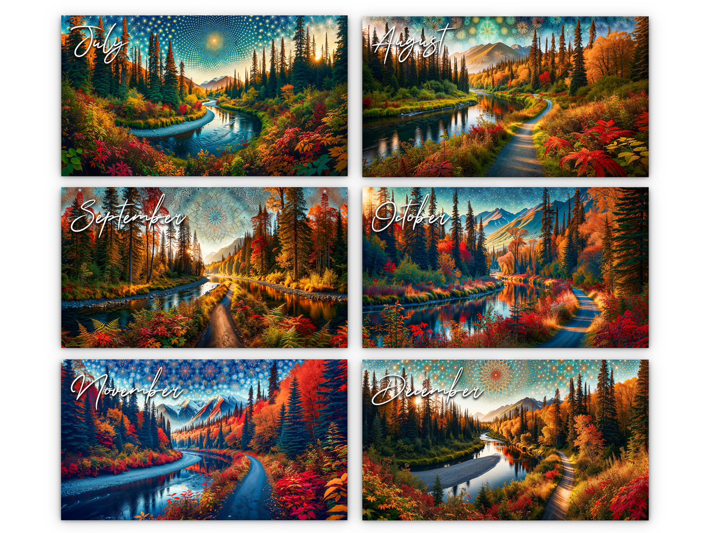 2026 Alaska's Autumn Wall Calendar by Kaleidoscope Artisan – Nature’s Tranquility with Holidays