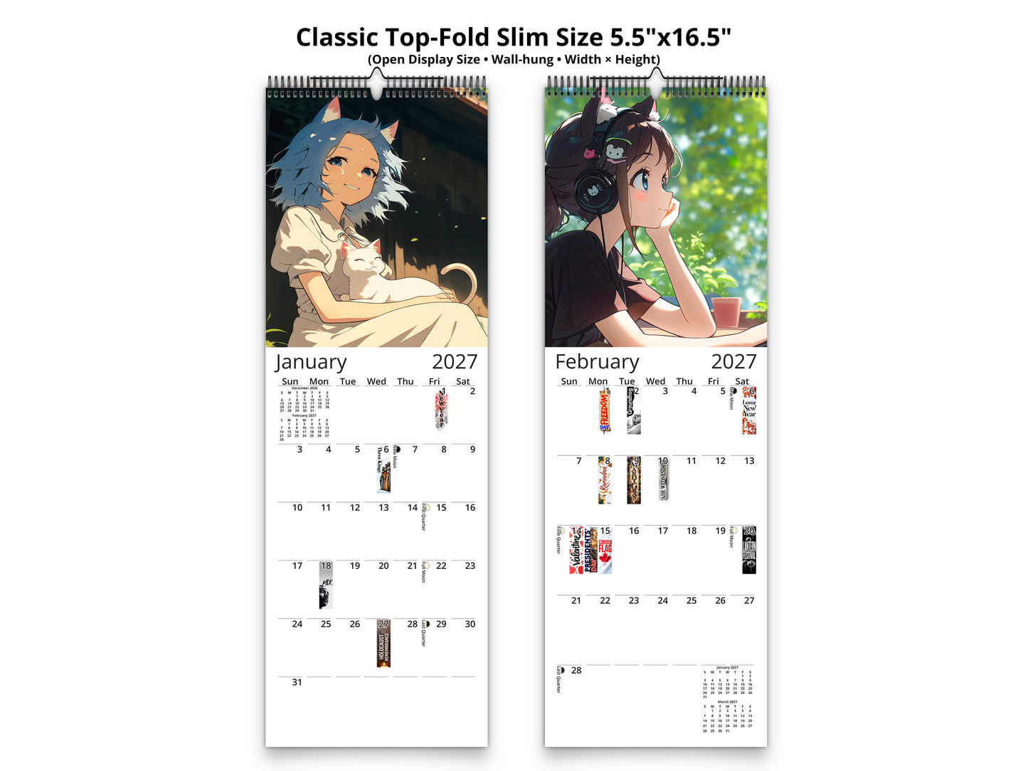 2027 Anime Life Wall Calendar by Kaleidoscope Artisan – A Year of Captivating Anime Art with Holidays