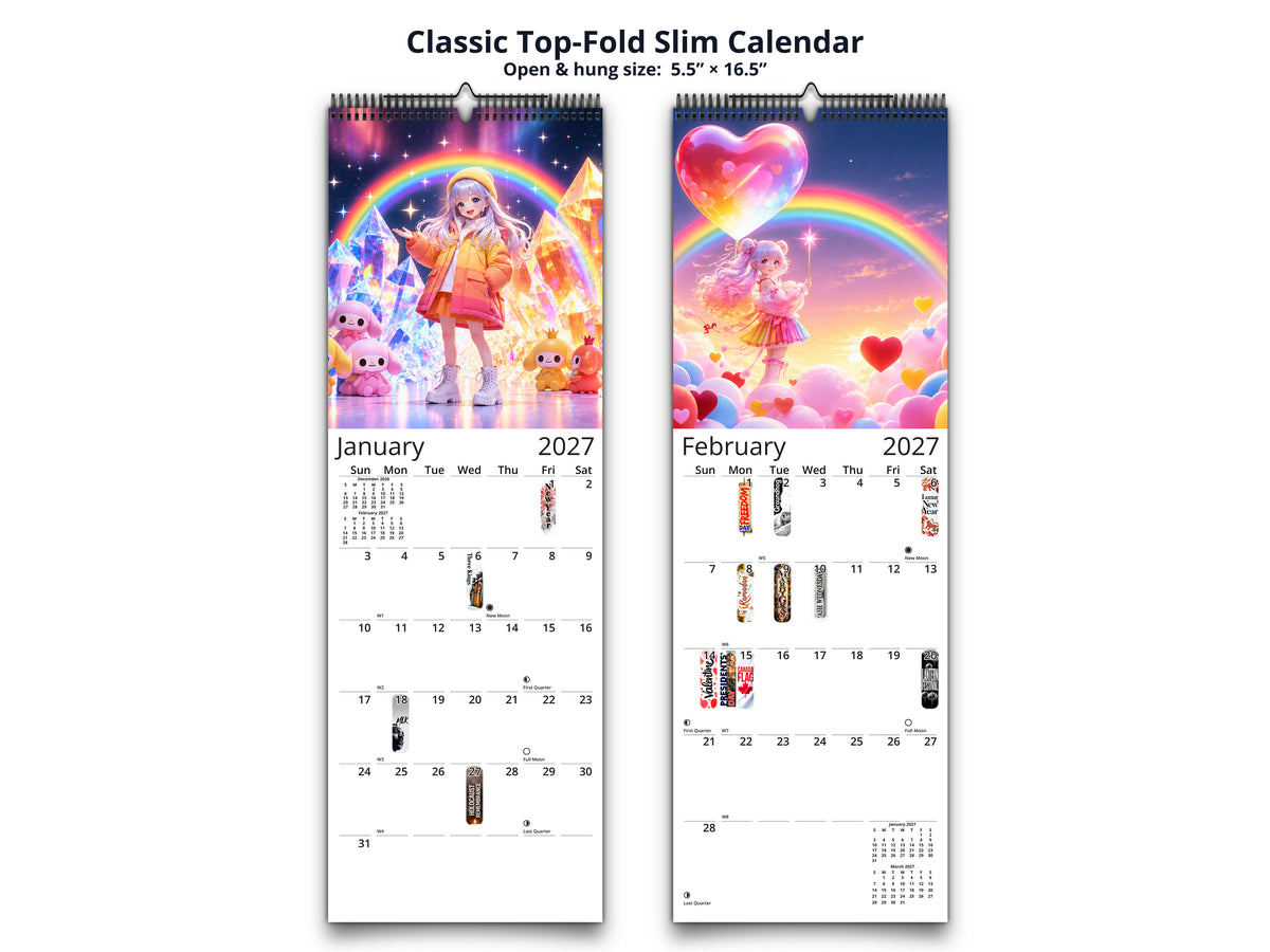 Anime Rainbow 2027 wall calendar classic top-fold slim calendar pages