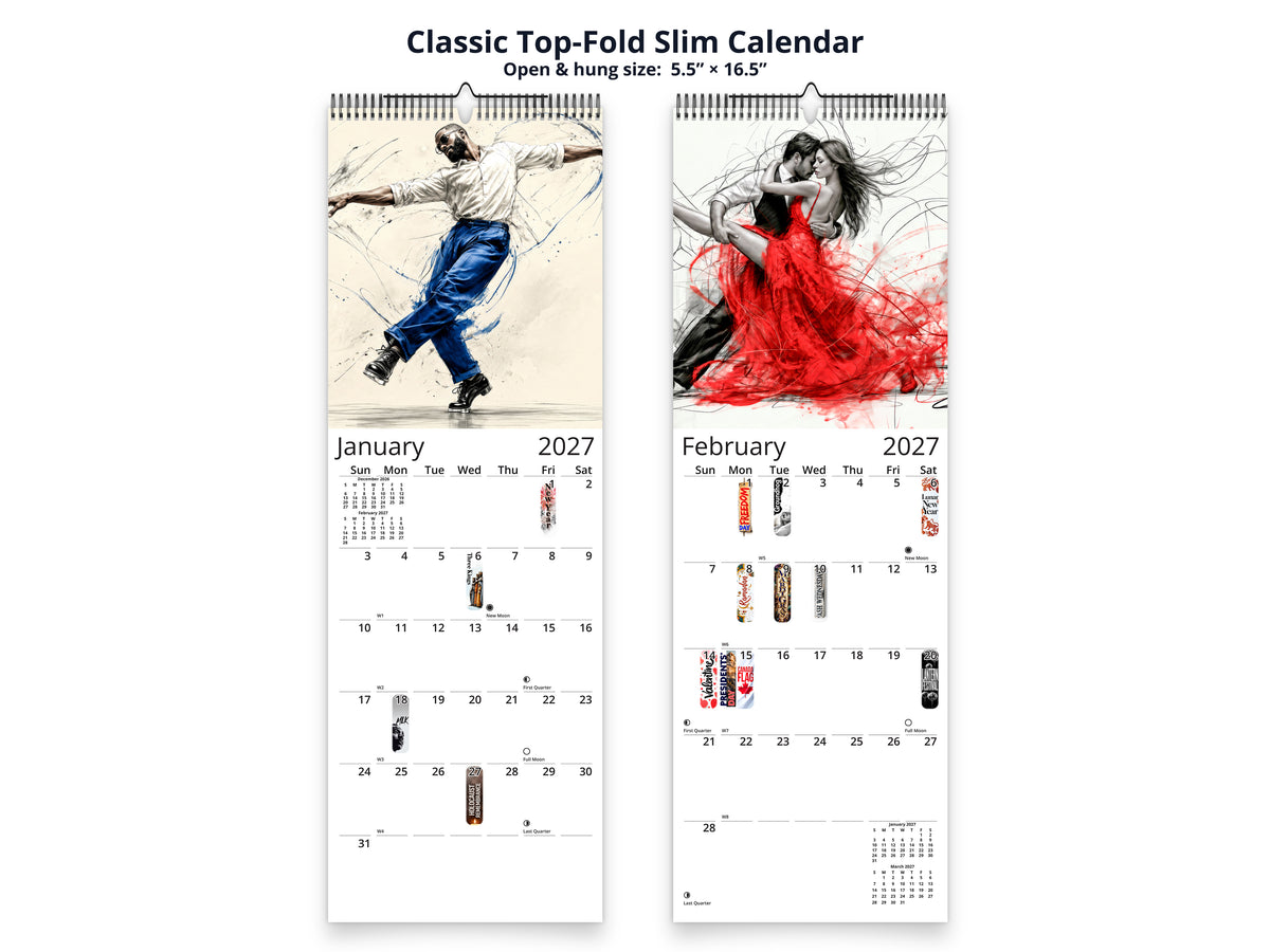 Art of Dance 2027 wall calendar classic top-fold slim calendar pages