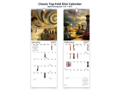 Artistic Chess 2027 wall calendar classic top-fold slim calendar pages