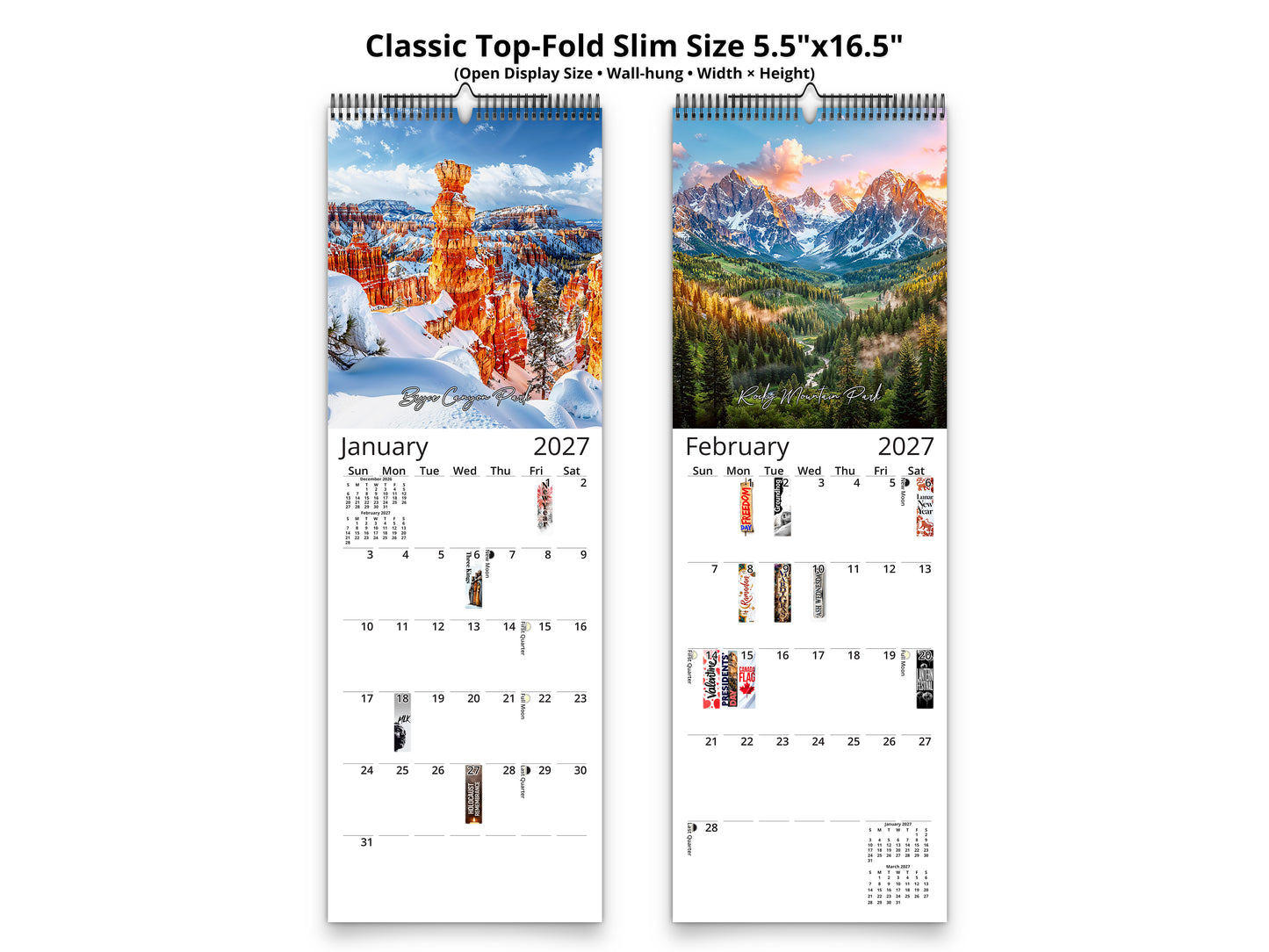 Artistic National Parks 2027 wall calendar classic top-fold slim calendar pages