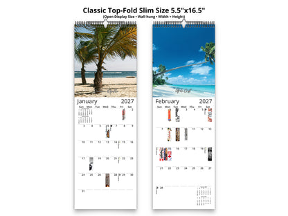 Beaches Photography 2027 wall calendar classic top-fold slim calendar pages