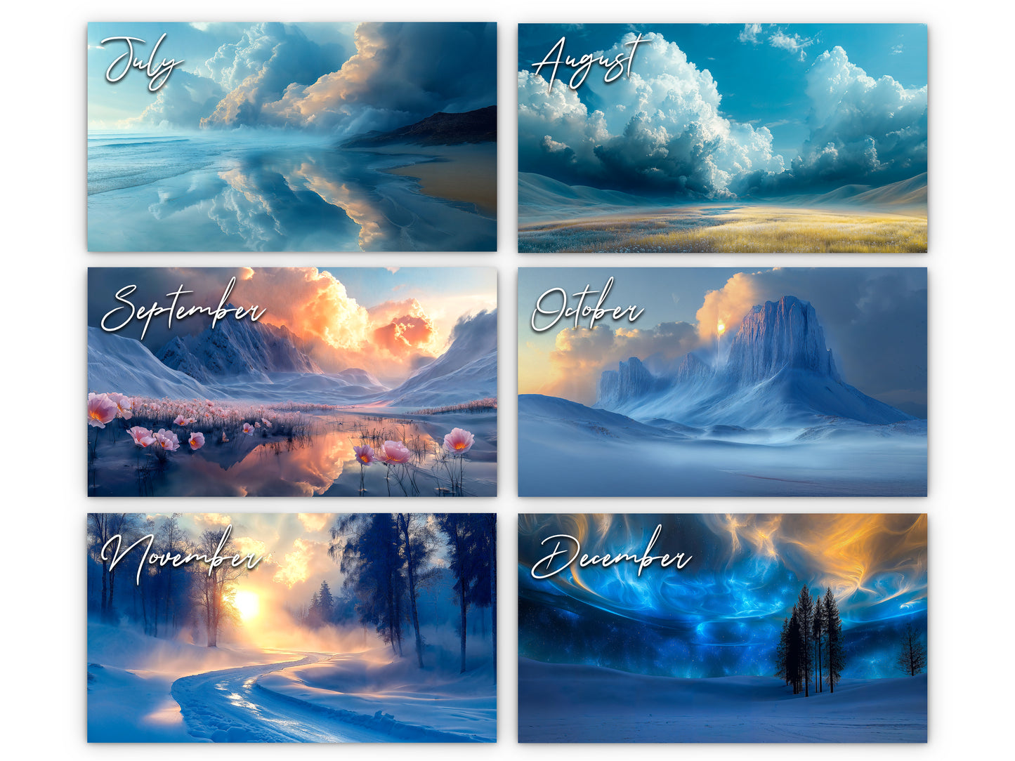 2026 Blue Vista Wall Calendar by Kaleidoscope Artisan – Captivating Horizons with Holidays