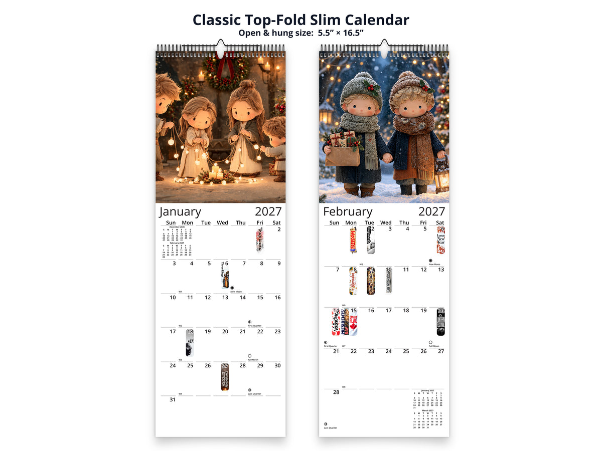 Christmas Wonder 2027 wall calendar classic top-fold slim calendar pages