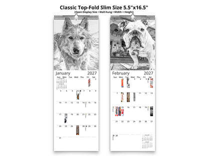 Dog Lover Sketches 2027 wall calendar classic top-fold slim calendar pages