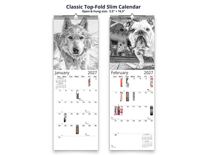 Dog Lover Sketches 2027 wall calendar classic top-fold slim calendar pages