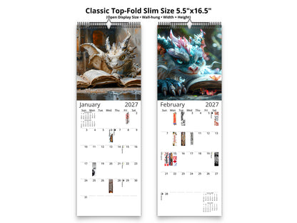 2027 Dragon Books Wall Calendar by Kaleidoscope Artisan – Magical Fantasy Journey with Holidays