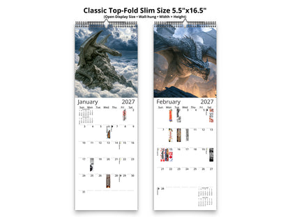 2027 Dragon’s Reign Wall Calendar by Kaleidoscope Artisan – Ancient Fire with Holidays