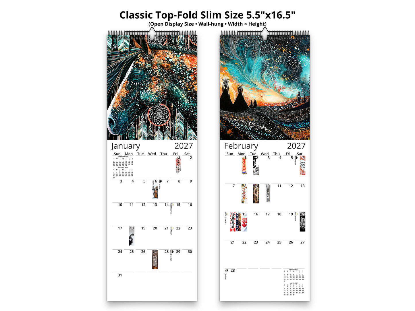 2027 Dreamcatcher Wall Calendar by Kaleidoscope Artisan – Mystical Spirit with Holidays
