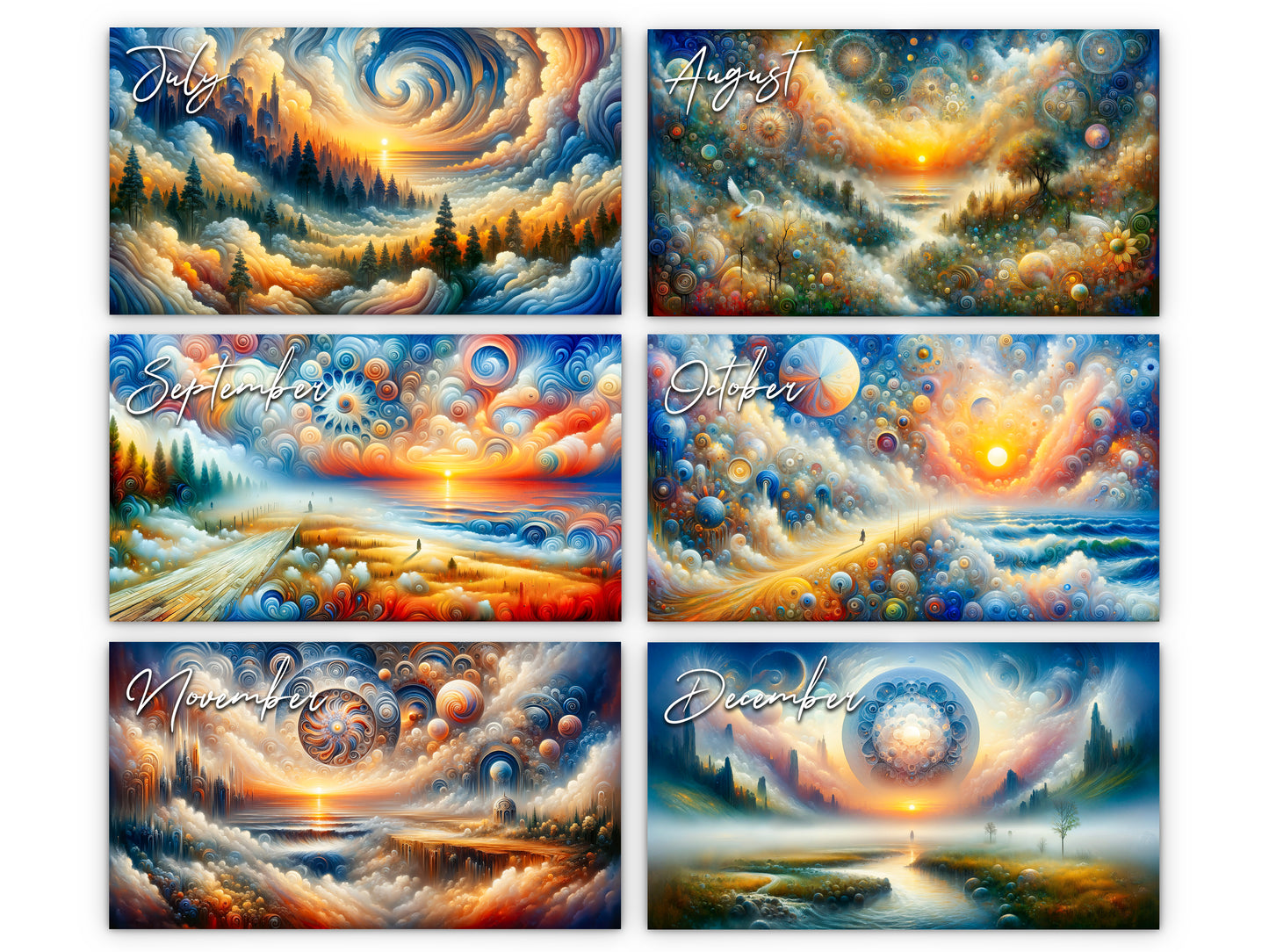 2026 Edge of Eternity Wall Calendar by Kaleidoscope Artisan – Celestial Dreams with Holidays