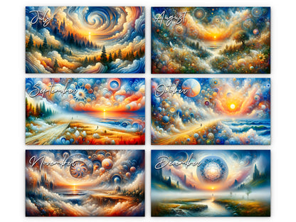 2026 Edge of Eternity Wall Calendar by Kaleidoscope Artisan – Celestial Dreams with Holidays