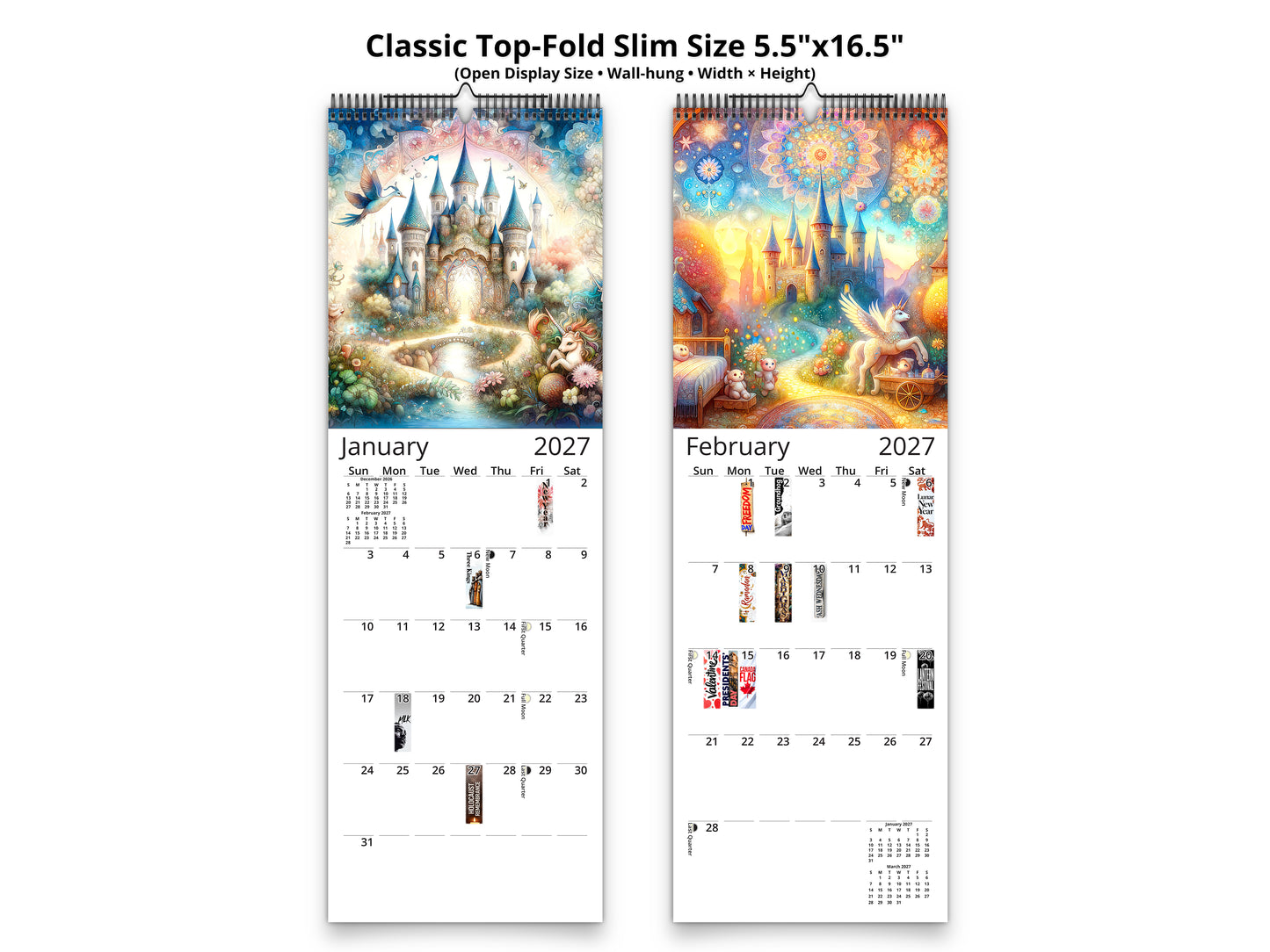 Enchanted 2027 wall calendar classic top-fold slim calendar pages