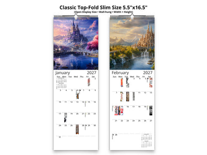 Enchanted Realms 2027 wall calendar classic top-fold slim calendar pages
