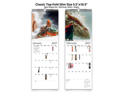 2027 Epic Fantasy Wall Calendar by Kaleidoscope Artisan – Legendary Realms with Holidays