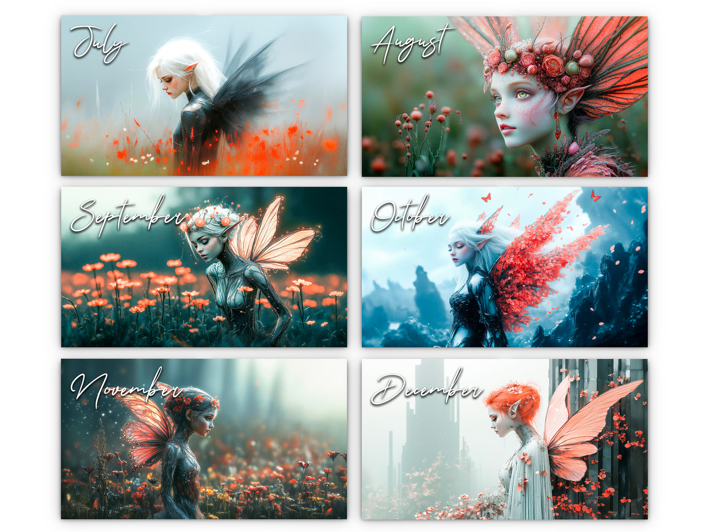 2026 Fairy Dream Wall Calendar by Kaleidoscope Artisan – Enchanting Fantasy Fairies with Holidays