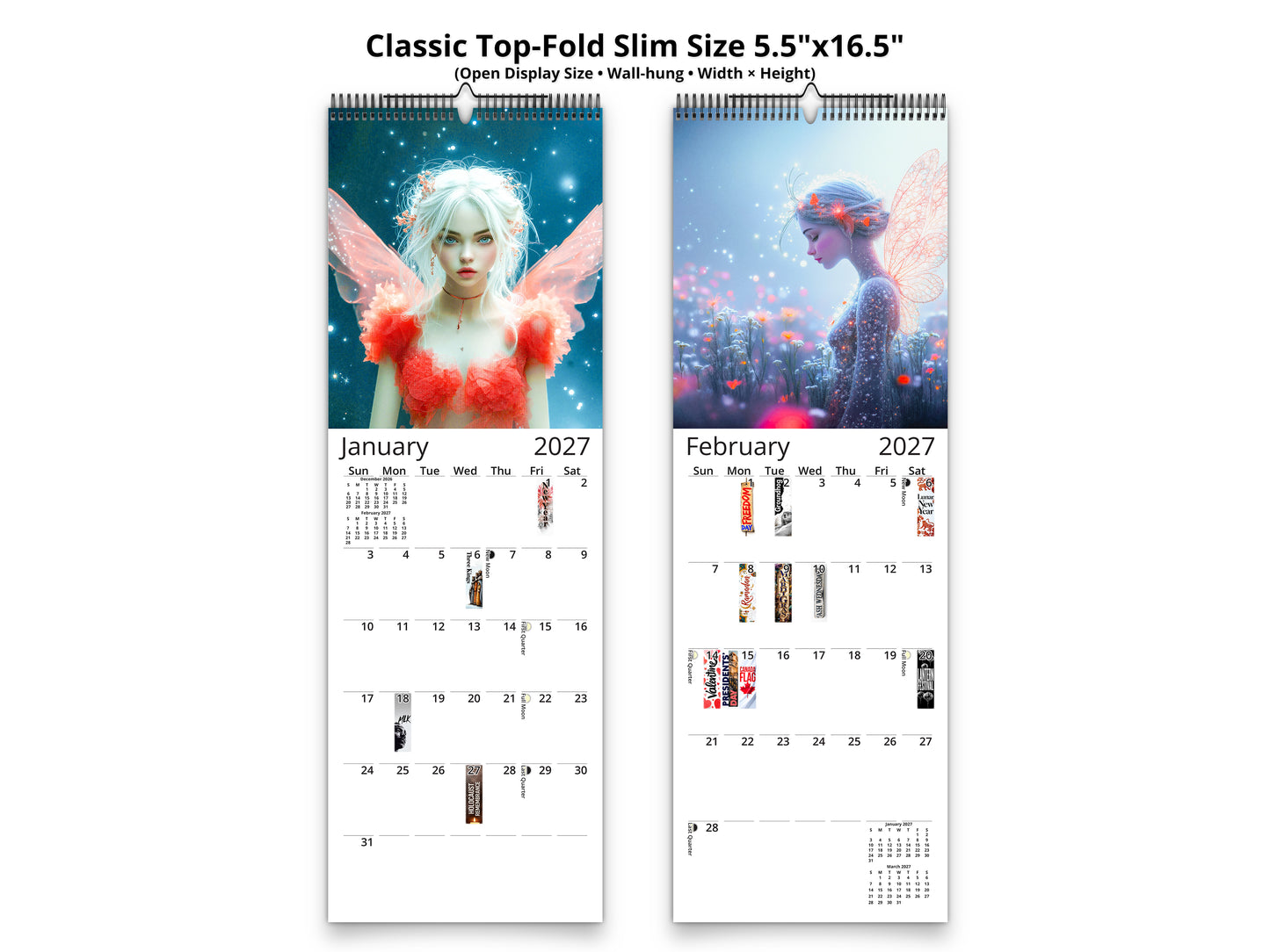 Fairy Dream 2027 wall calendar classic top-fold slim calendar pages