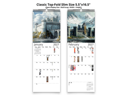 Fantasy Castle 2027 wall calendar classic top-fold slim calendar pages