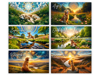 2026 Golden Retriever Wall Calendar by Kaleidoscope Artisan – Joyful Dog Art with Holidays