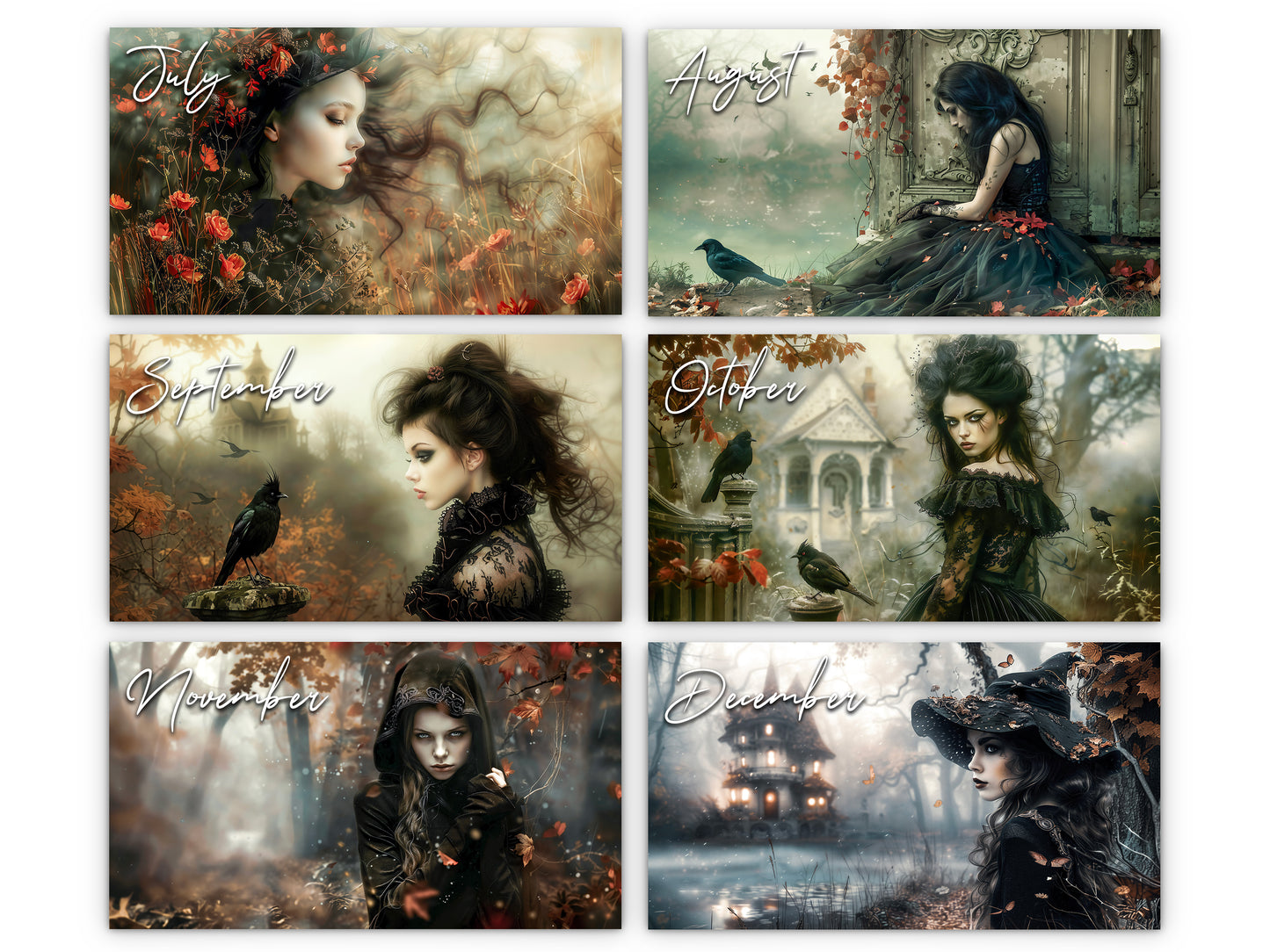 2026 Gothic Dream Wall Calendar by Kaleidoscope Artisan – Enigmatic Elegance with Holidays