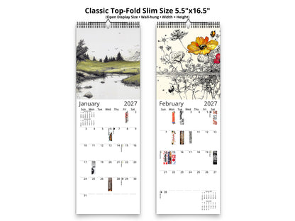 Illustrated Moments 2027 wall calendar classic top-fold slim calendar pages