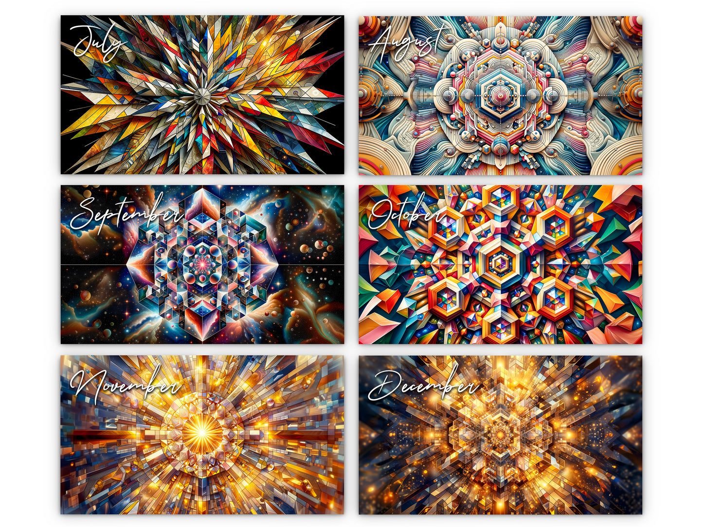 2026 Kaleidoscopic Art Wall Calendar by Kaleidoscope Artisan – Colorful Harmony with Holidays