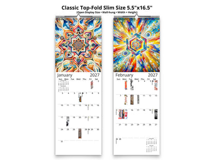 Kaleidoscopic Art 2027 wall calendar classic top-fold slim calendar pages