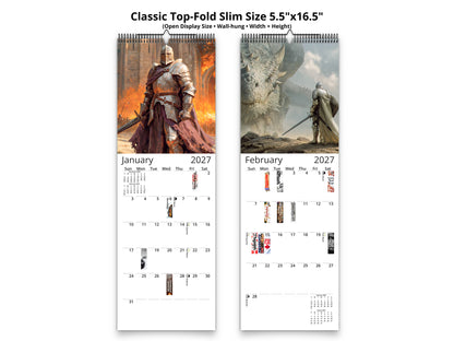 2027 Knight’s Oath Wall Calendar by Kaleidoscope Artisan – Heroic Valor with Holidays