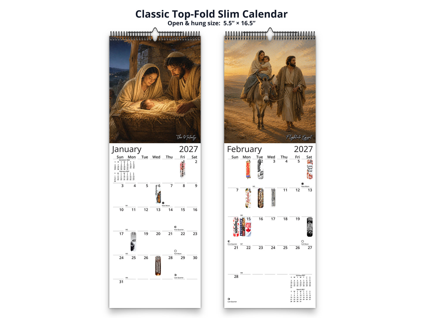 Life of Jesus 2027 wall calendar classic top-fold slim calendar pages
