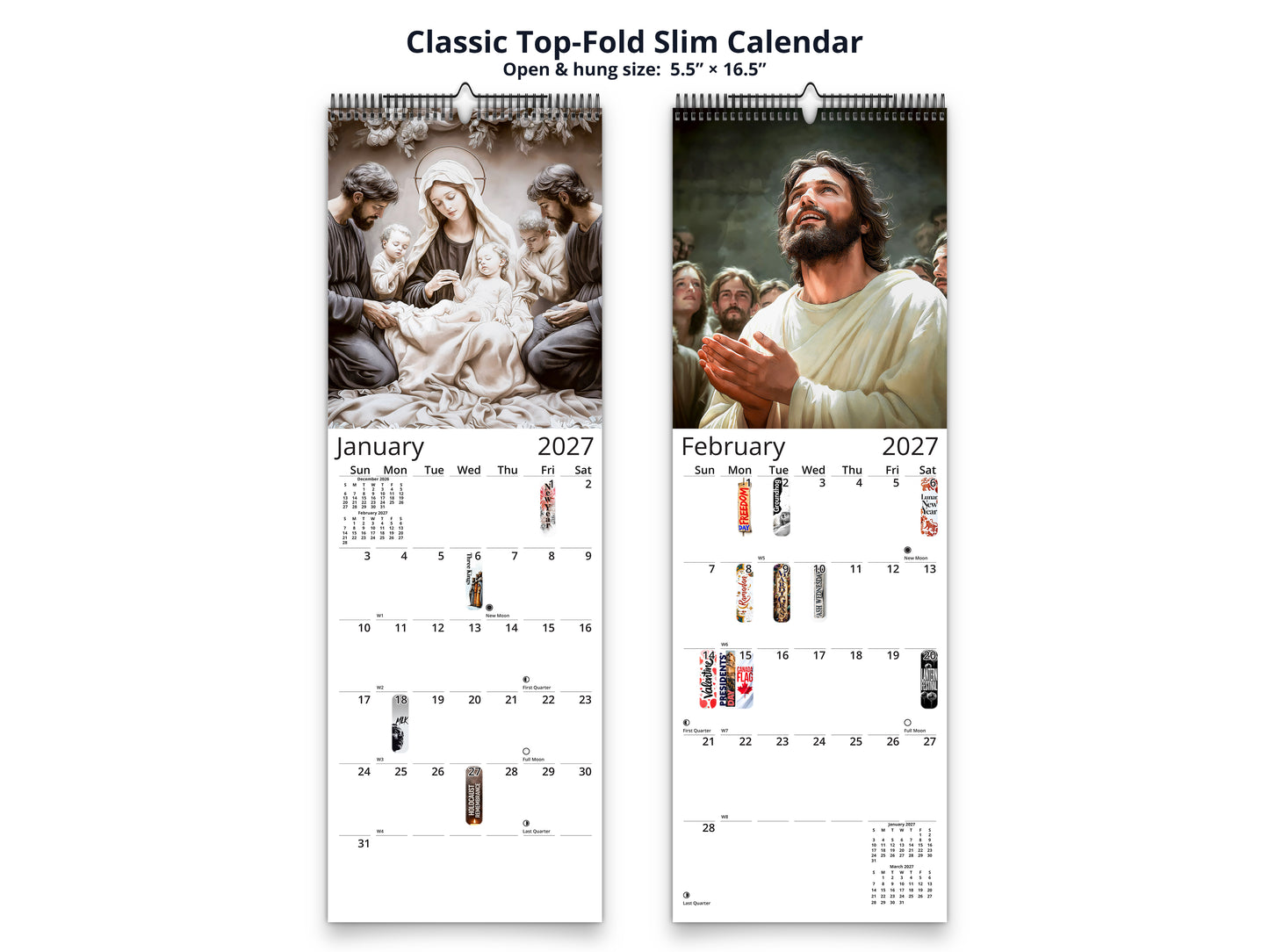 Light of Jesus 2027 wall calendar classic top-fold slim calendar pages