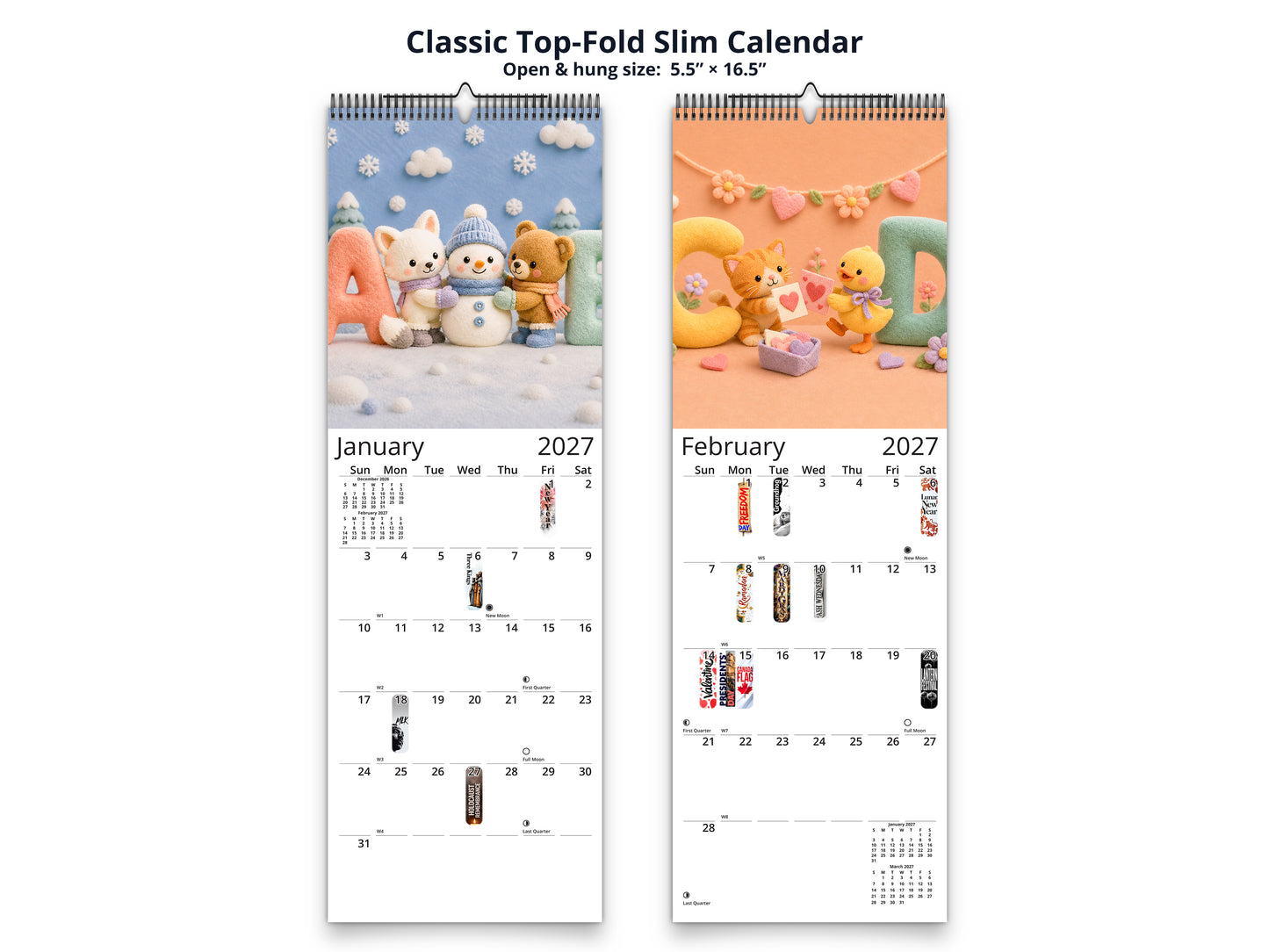 My ABC Adventure by Kaleidoscope Artisan - Playful Learning with Holidays 2027 wall calendar classic top-fold slim calendar pages