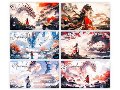 2026 Mystic Skies Wall Calendar by Kaleidoscope Artisan – Majestic Dragons in Chinese Art with Holidays