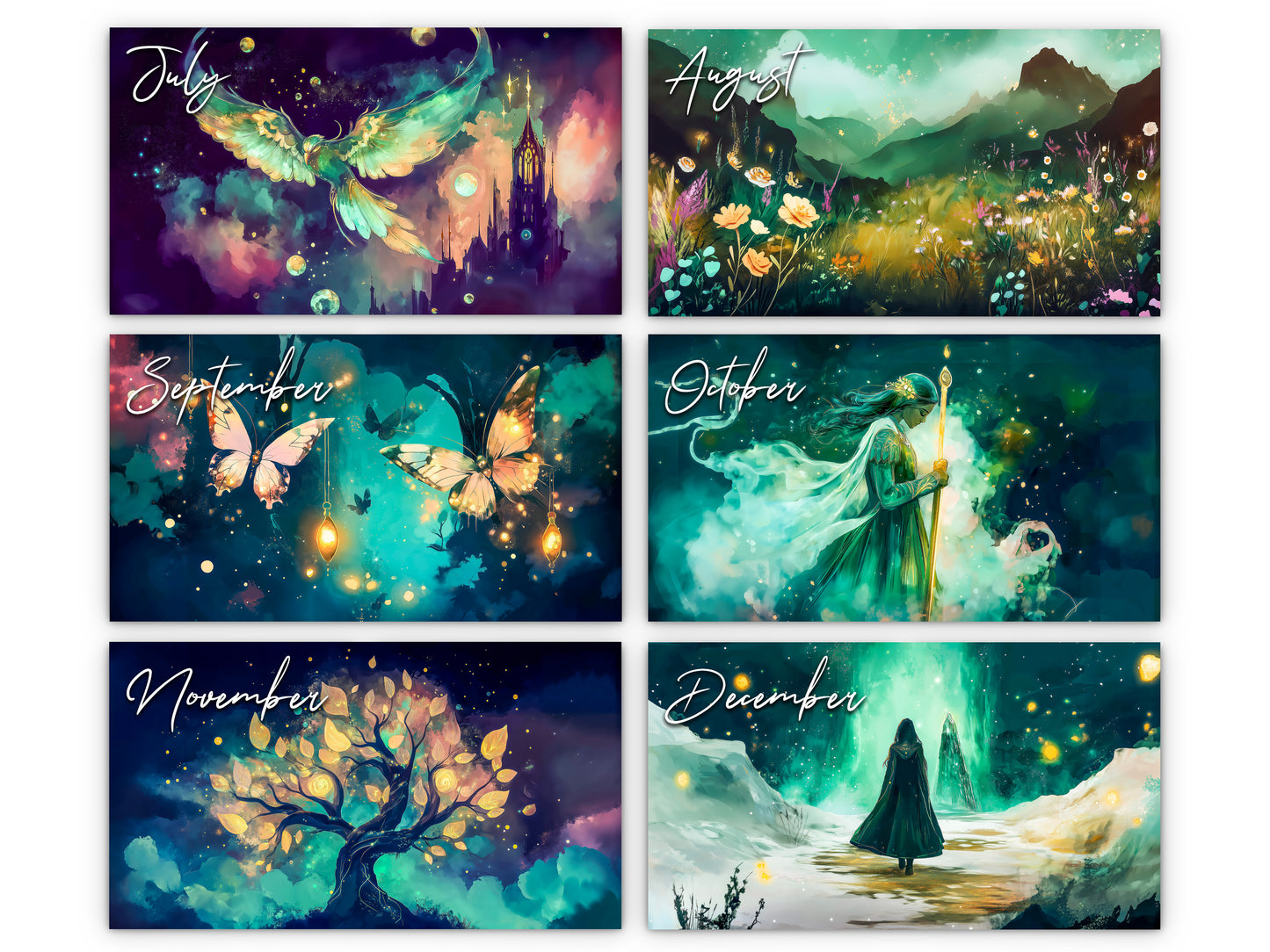 2026 Mystical Twilight Wall Calendar by Kaleidoscope Artisan – Enchanting Dreamscapes with Holidays