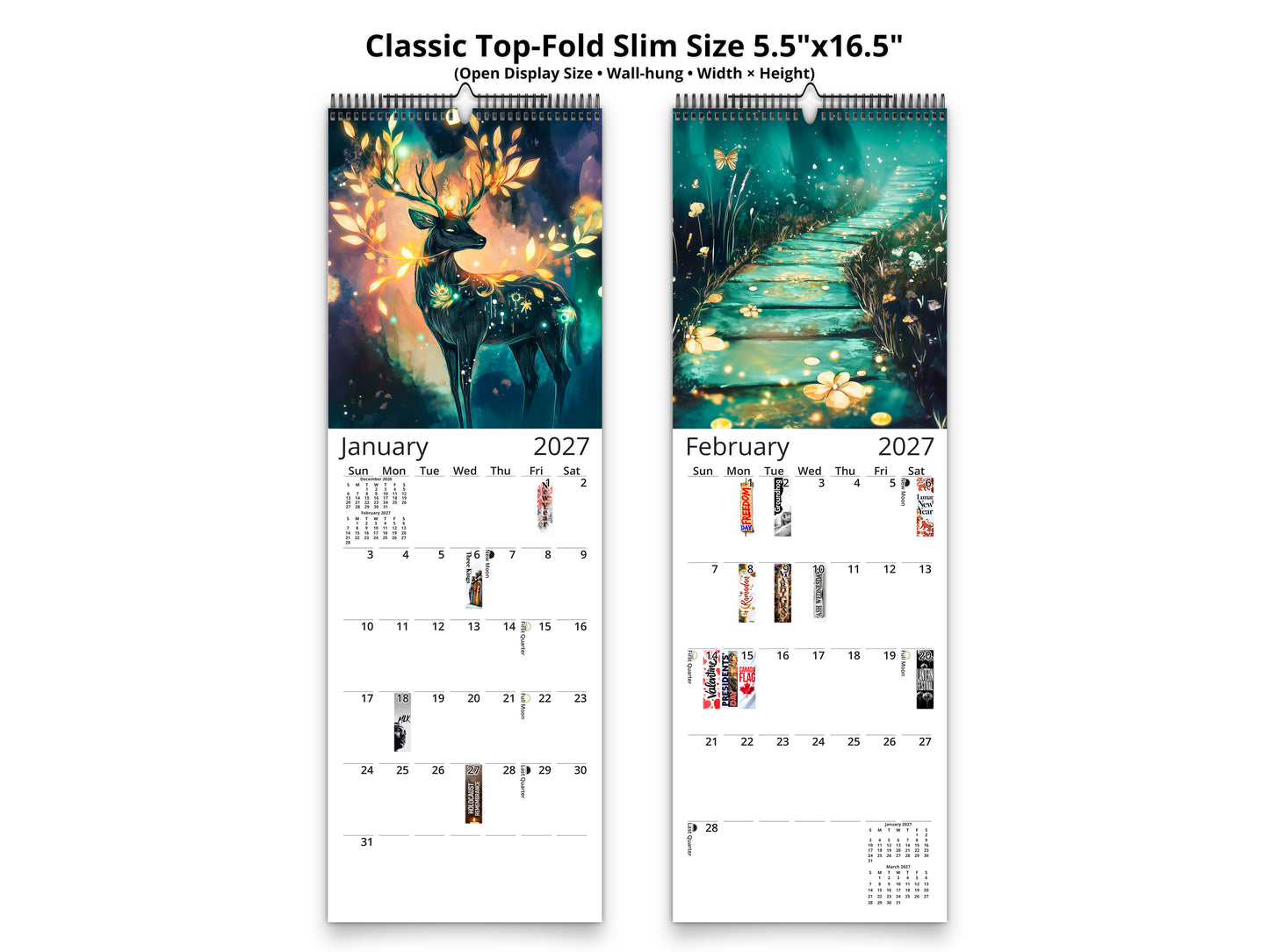 2027 Mystical Twilight Wall Calendar by Kaleidoscope Artisan – Enchanting Dreamscapes with Holidays