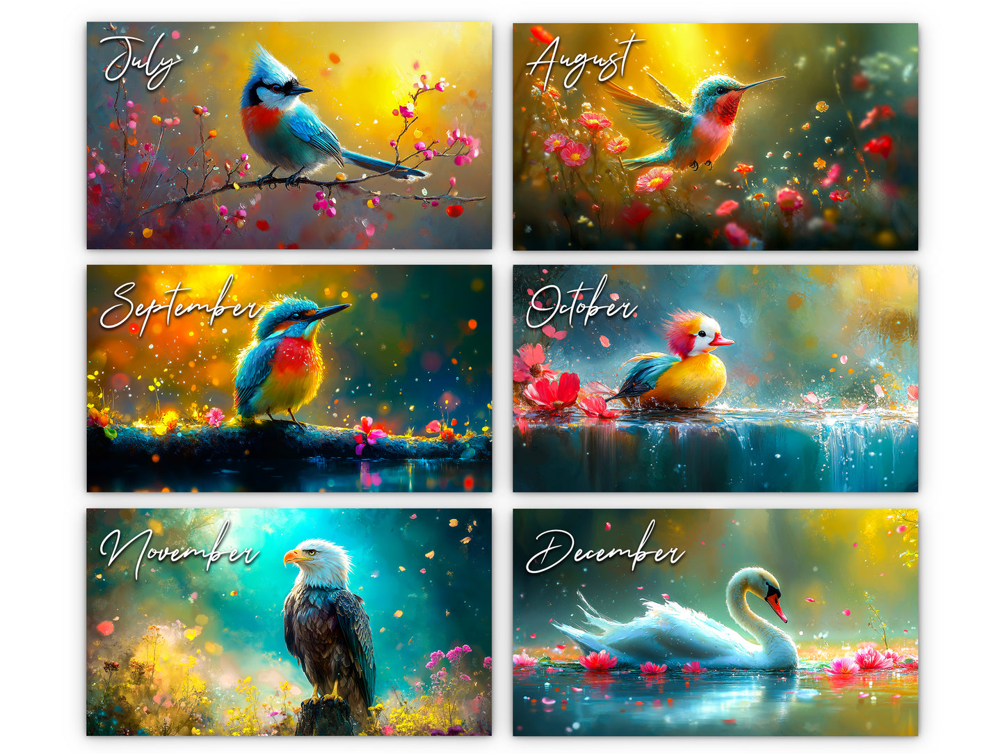 2026 Radiant Birds Kaleidoscope Wall Calendar by Kaleidoscope Artisan – Avian Beauty with Holidays