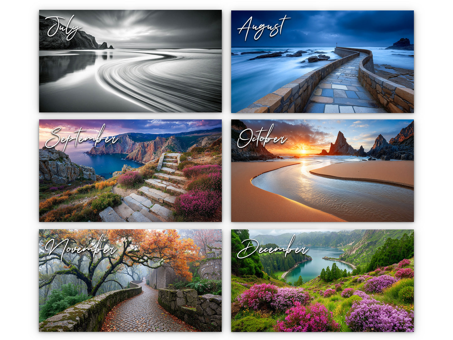 2026 Solitude Wall Calendar by Kaleidoscope Artisan – Peaceful Paths with Holidays